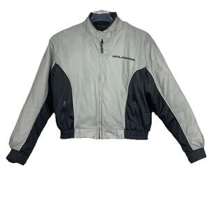 Vintage Honda Goldwing Jacket Womens L Gray Black Quilted Liner Biker Motorcycle